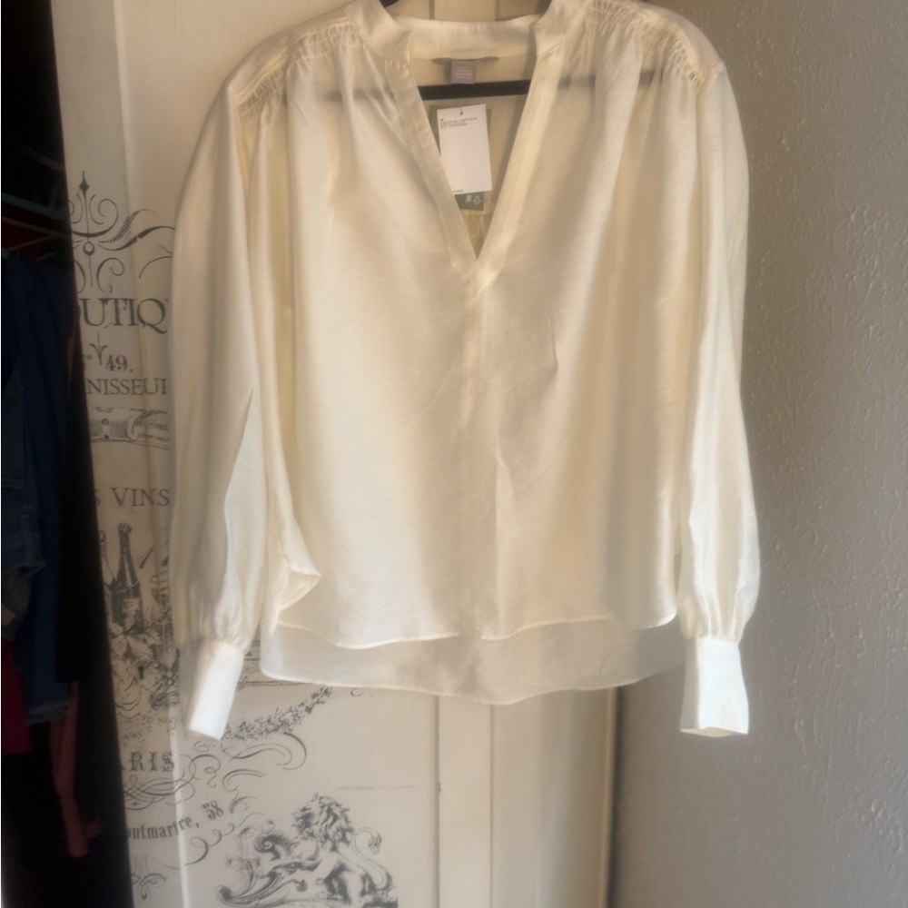 NWT H & M Ivory Tencel Peasant Style Top